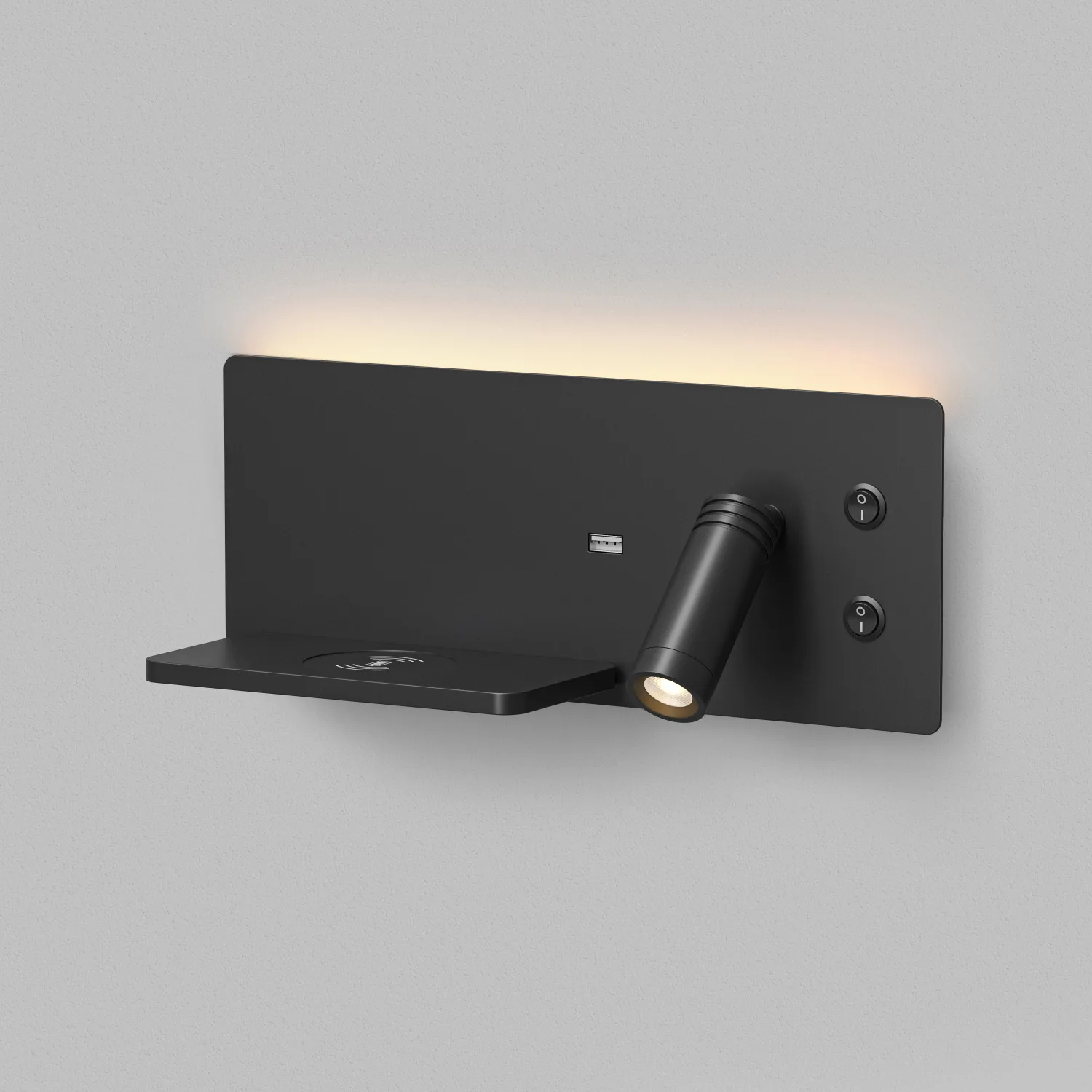 Denkirs CHARGELUX DK5092-BK бра с беспроводной зарядкой, USB-A, 3000 К, 11 Вт, черный